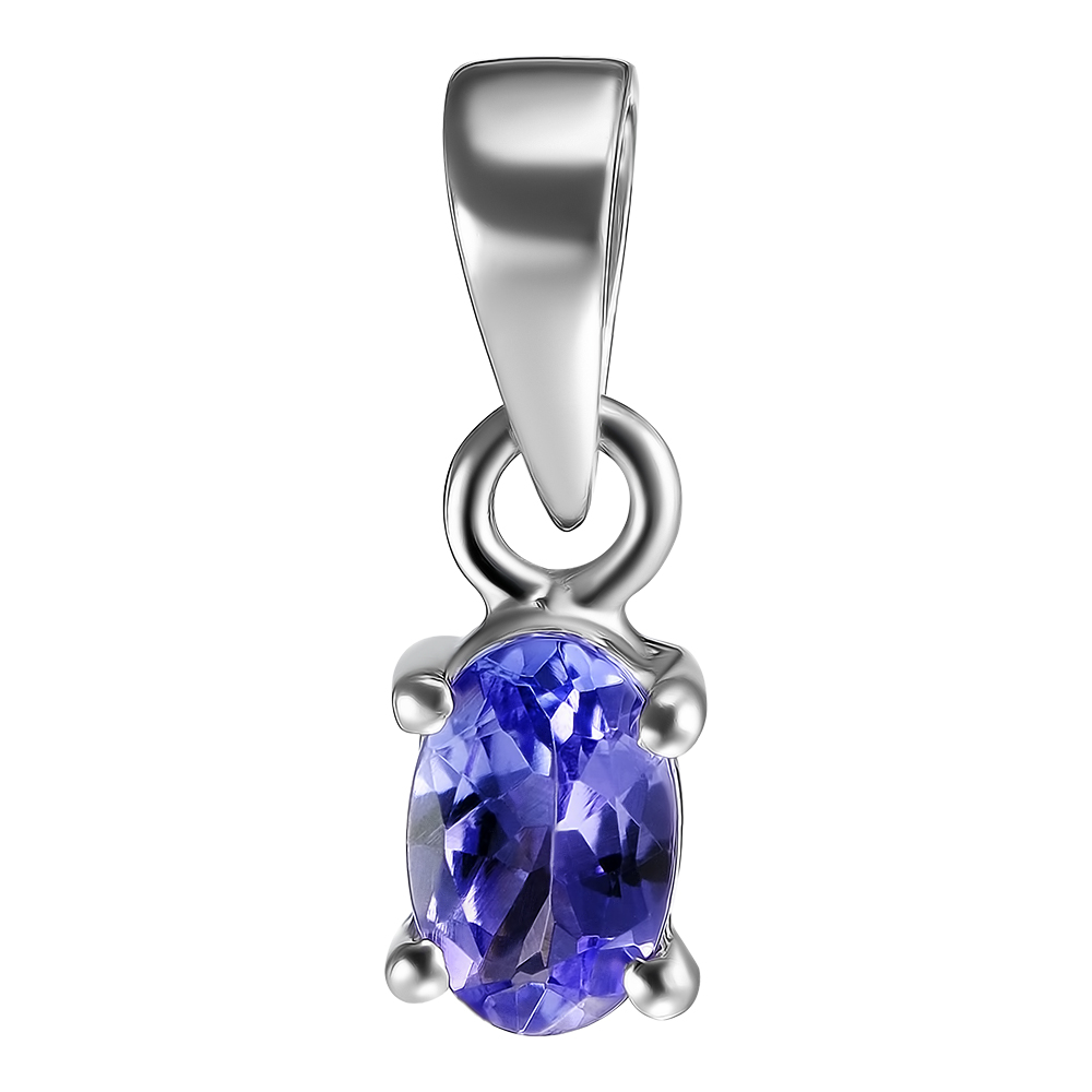 Серебряная подвеска 925 пробы; вставки 1 Танзанит 0,44 ct, овал 6х4мм.;