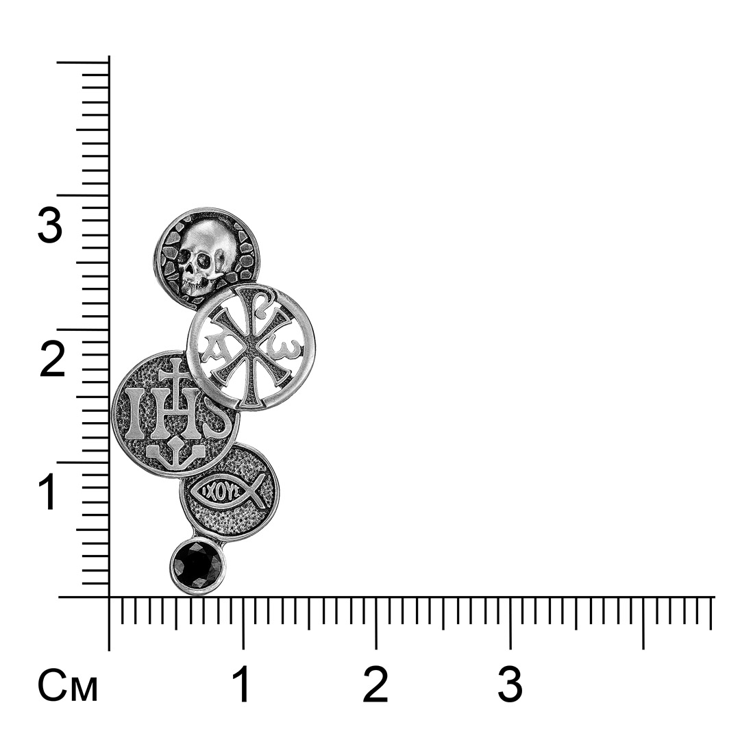 Серебряная подвеска со шпинелью "Символы православия"