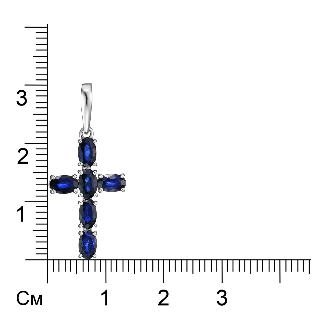 Серебряная подвеска-крест с сапфирами