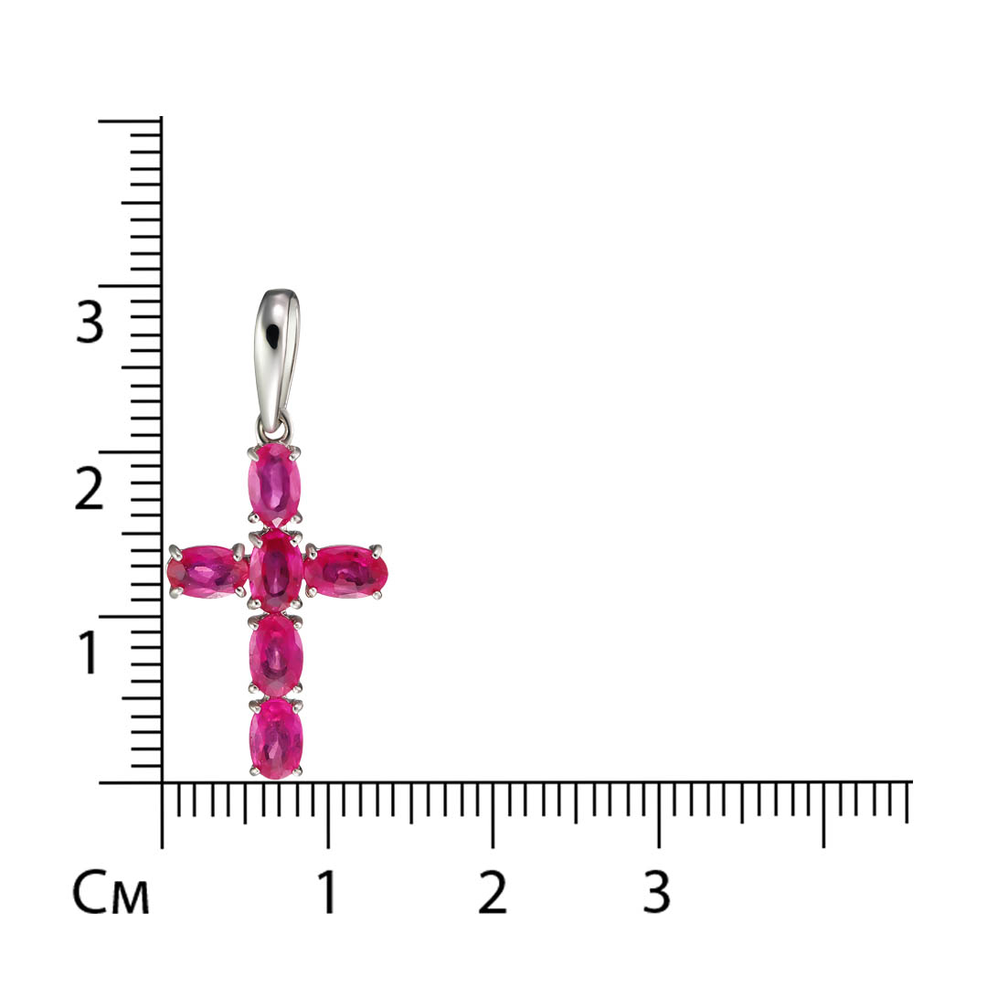 Серебряная подвеска-крест 925 пробы; вставки 6 Рубин 2/F 1,999;