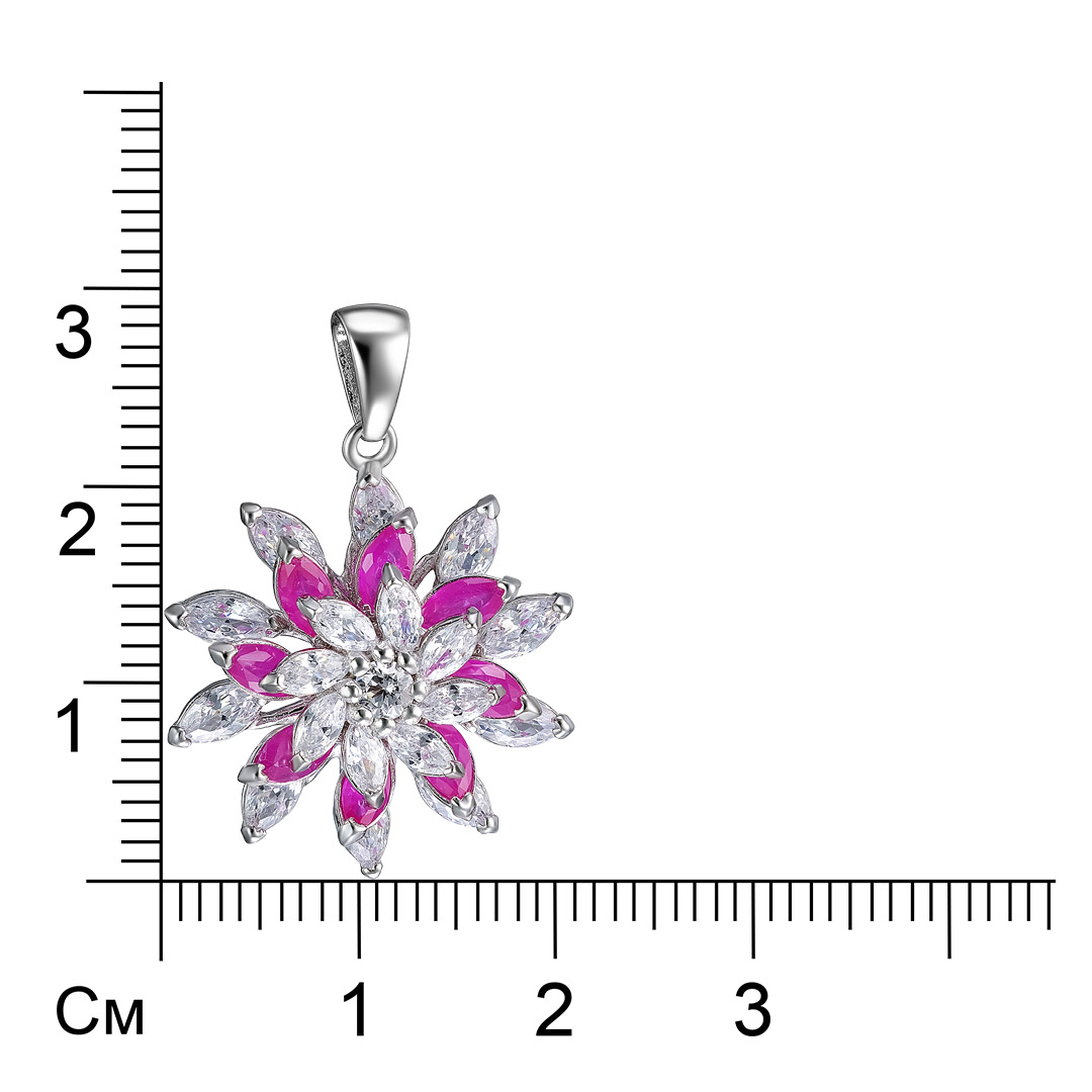Серебряная подвеска 925 пробы; с подвижн. эл.; вставки 8 Рубин 2 ct F/2, маркиз 2,5*5; 19 Куб. Цирко