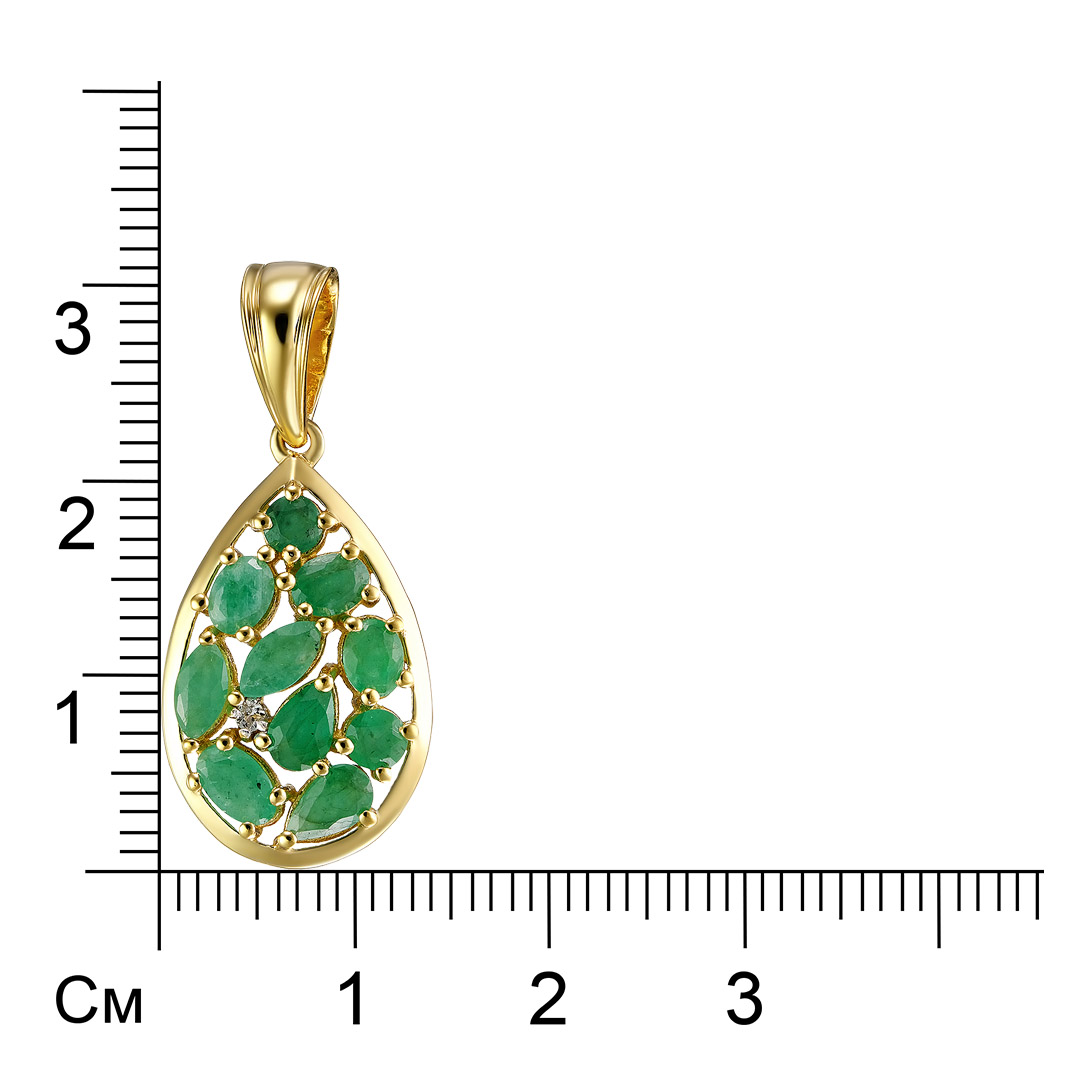 Серебряная подвеска 925 пробы;вставки 2Изумруд(F)0,30ct 4/Г3; 3Изумр(F)0,48ct 4/Г3;2Изумр(F)0,32ct 4