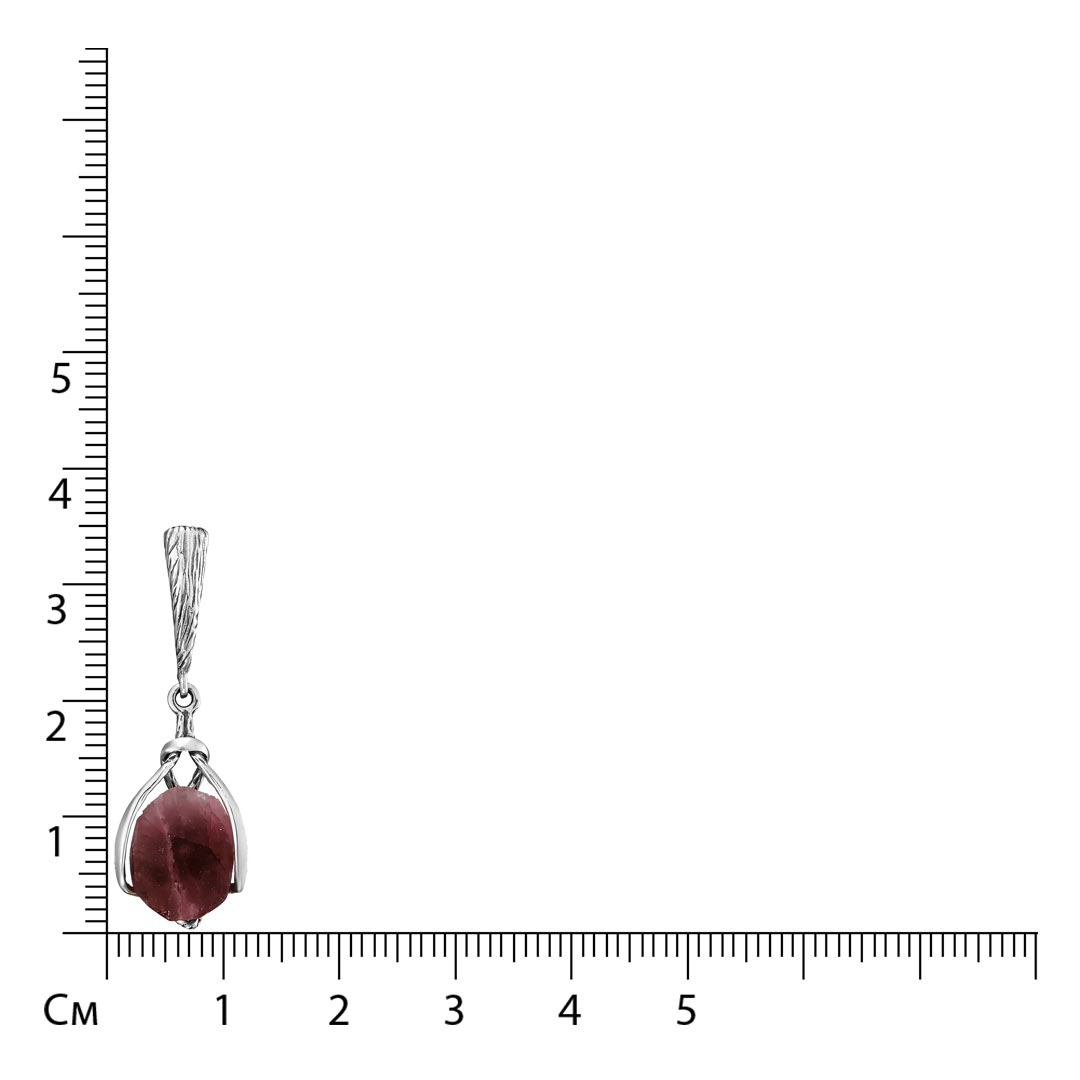 Серебряная подвеска 925 пробы; оксидирование; вставки 1 Турмалин розовый;