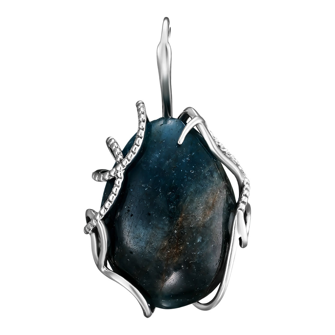 Серебряная подвеска 925 пробы; оксидирование; вставки 1 Апатит;