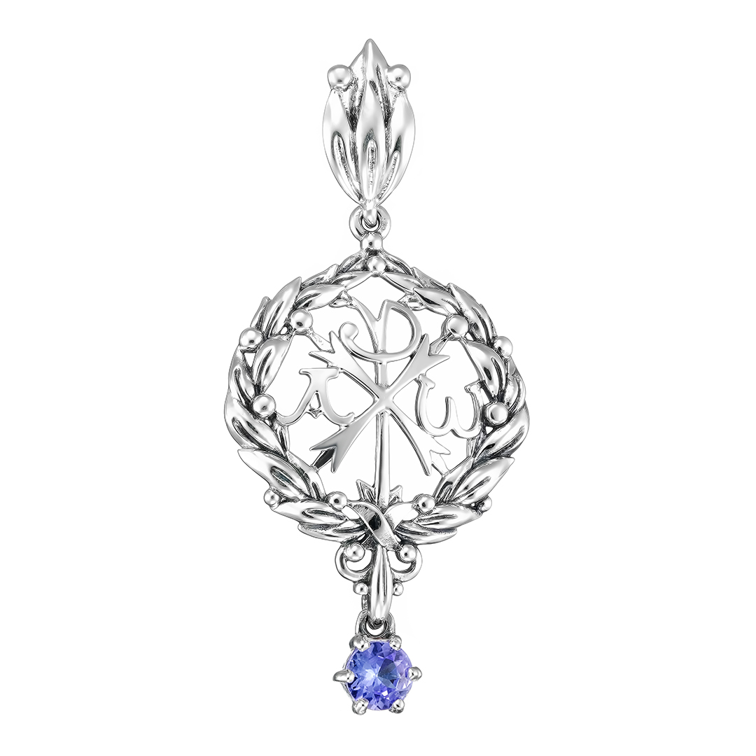 Серебряная подвеска 925 пробы; Хризма; вставки 1 Танзанит;