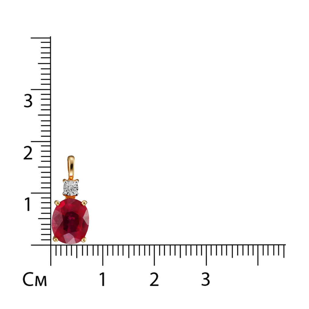 Серебряная подвеска 925 пробы; с алмазной обработкой; вставки 1 Рубин 2,75 F/2; 1 Бр.Кр-17 0,003 2/3