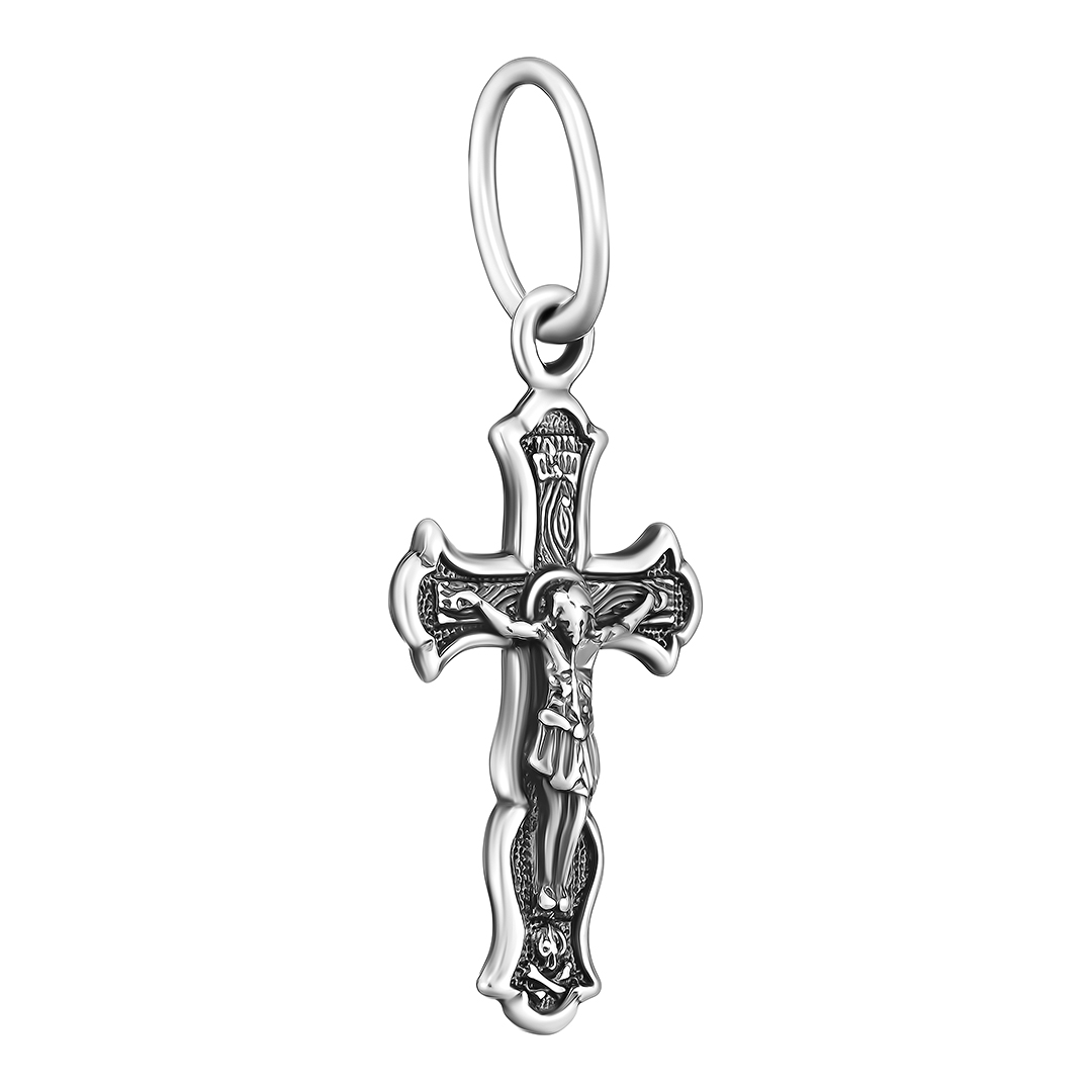 Серебряная подвеска-крест 925 пробы; оксидирование;