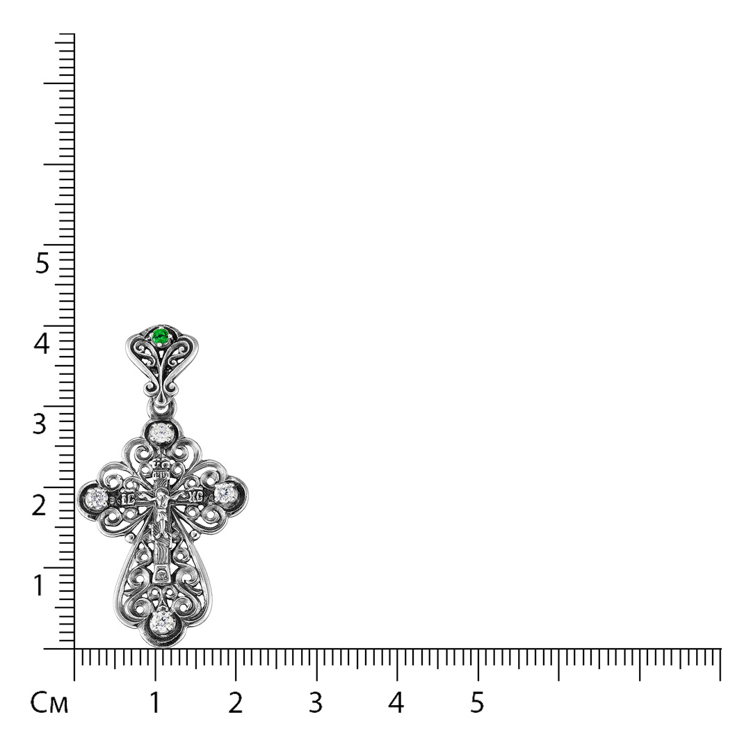 Серебряная подвеска-крест с фианитами