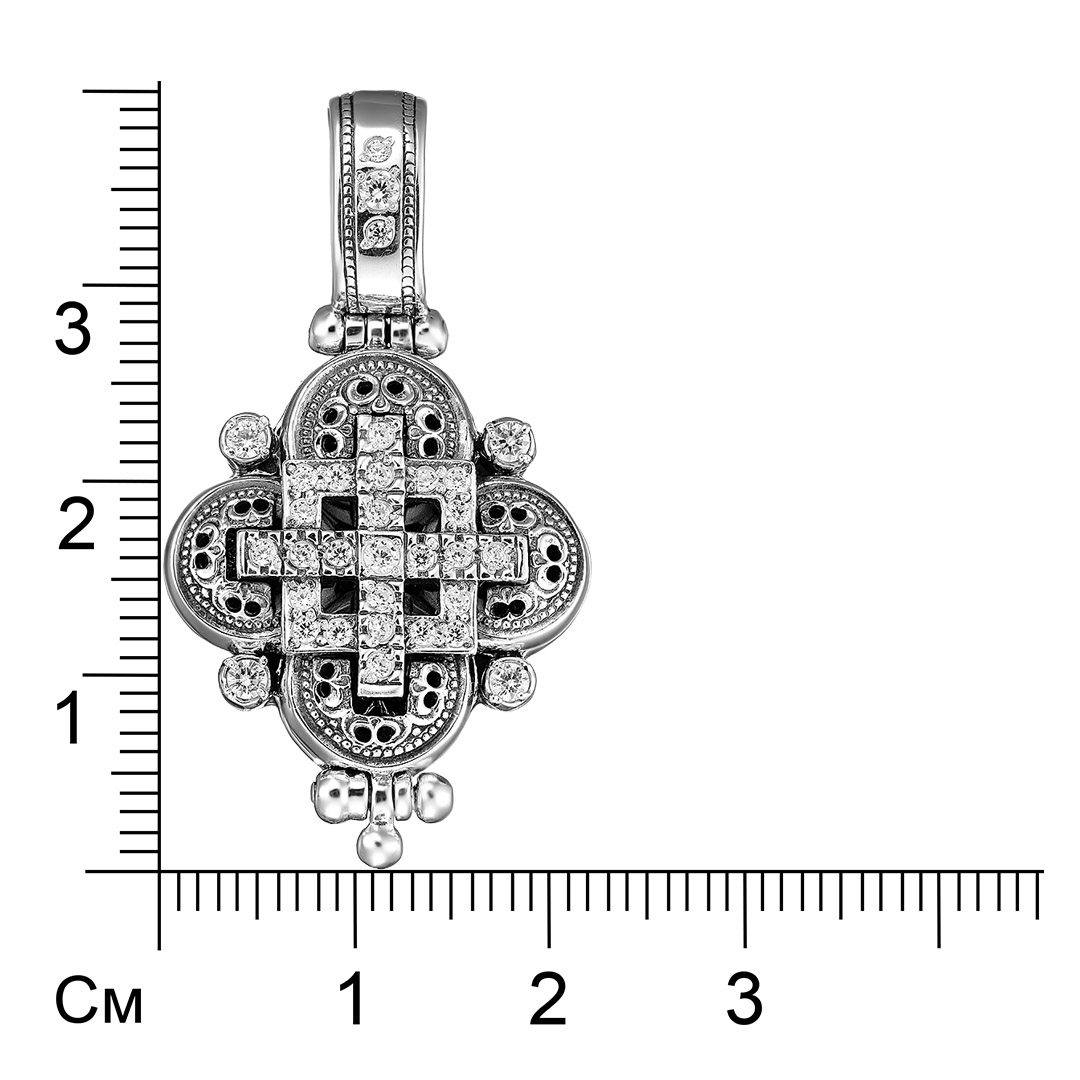 Серебряная подвеска-складень 925 пробы; оксидирование; вставки 32 Фианит бесцв.;