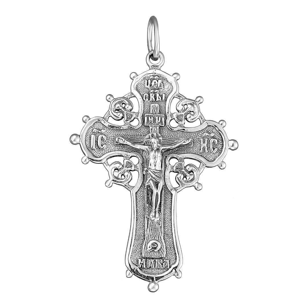 Серебряная подвеска-крест 925 пробы; оксидирование;