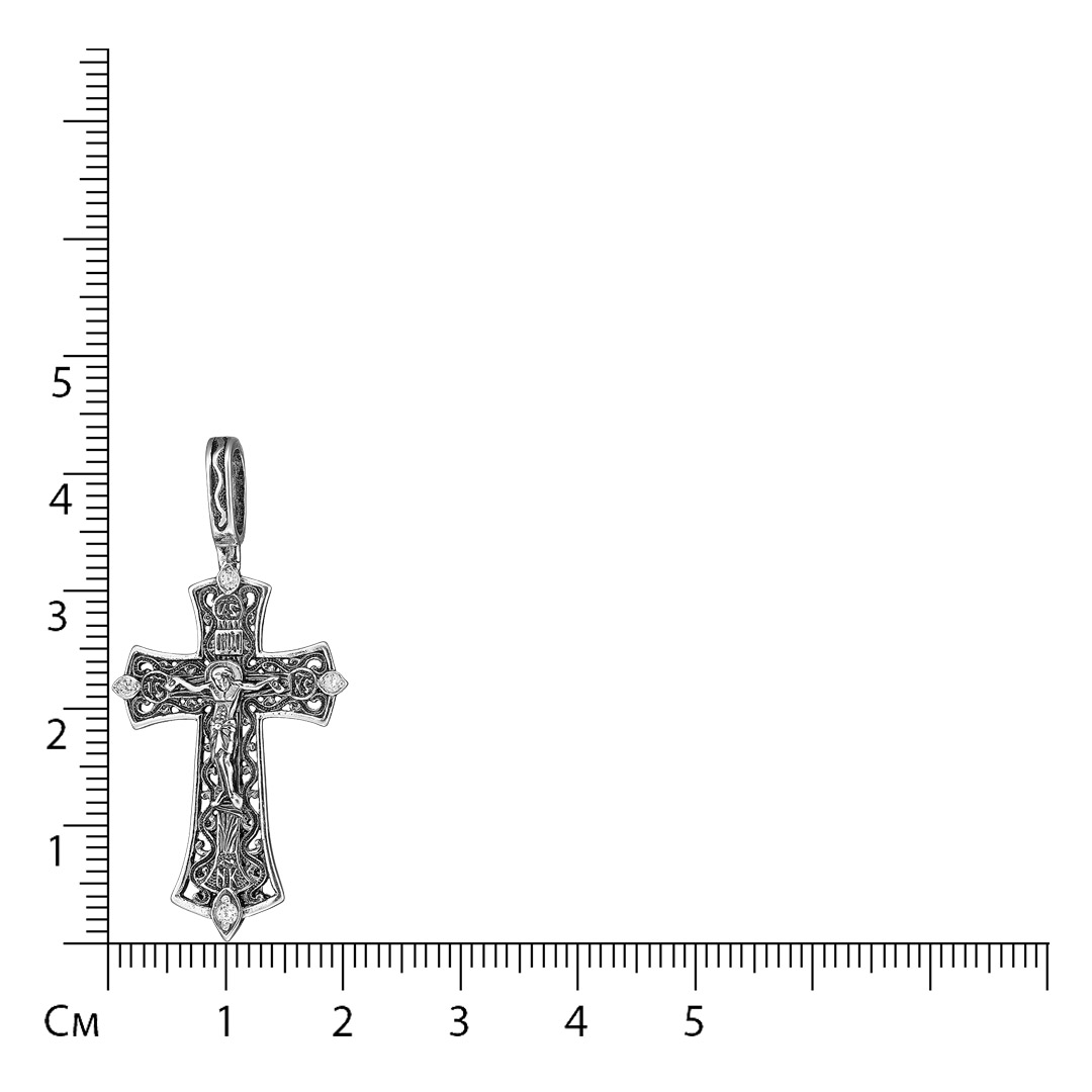 Серебряная подвеска-крест с фианитами
