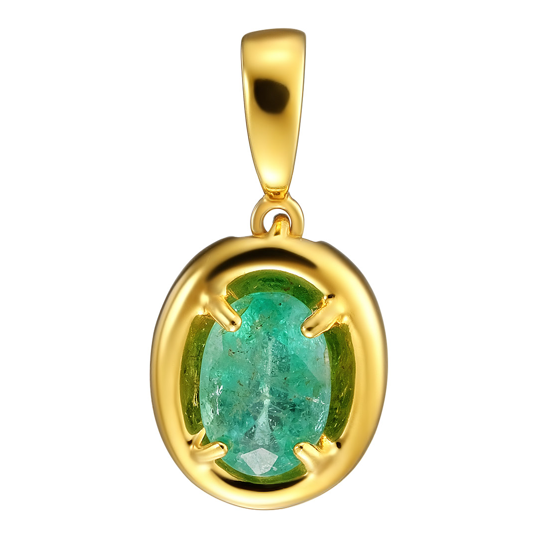 Серебряная подвеска 925 пробы; вставки 1 Изумруд (F) 0,728 3/3