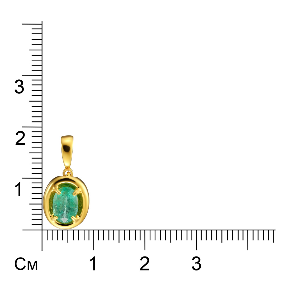Серебряная подвеска 925 пробы; вставки 1 Изумруд (F) 0,728 3/3