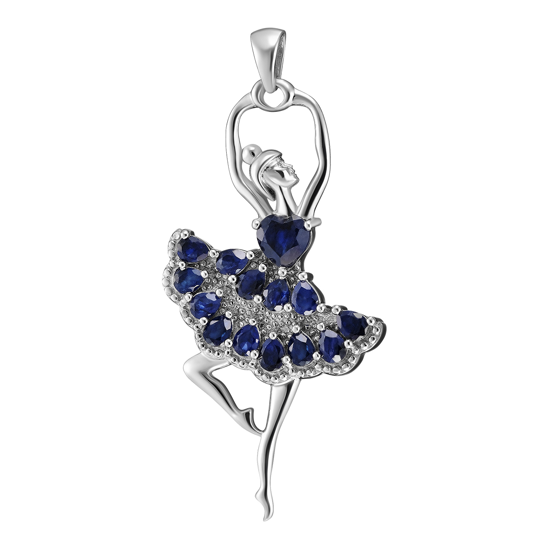 Серебряная подвеска 925 пробы; вставки 14 Сапфир U/2 3,75 ct;