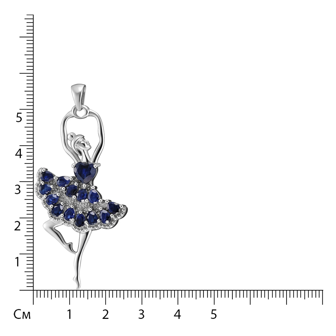 Серебряная подвеска 925 пробы; вставки 14 Сапфир U/2 3,75 ct;