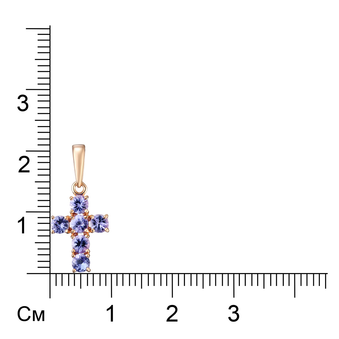 Серебряная подвеска-крест 925 пробы; вставки 6 Танзанит;