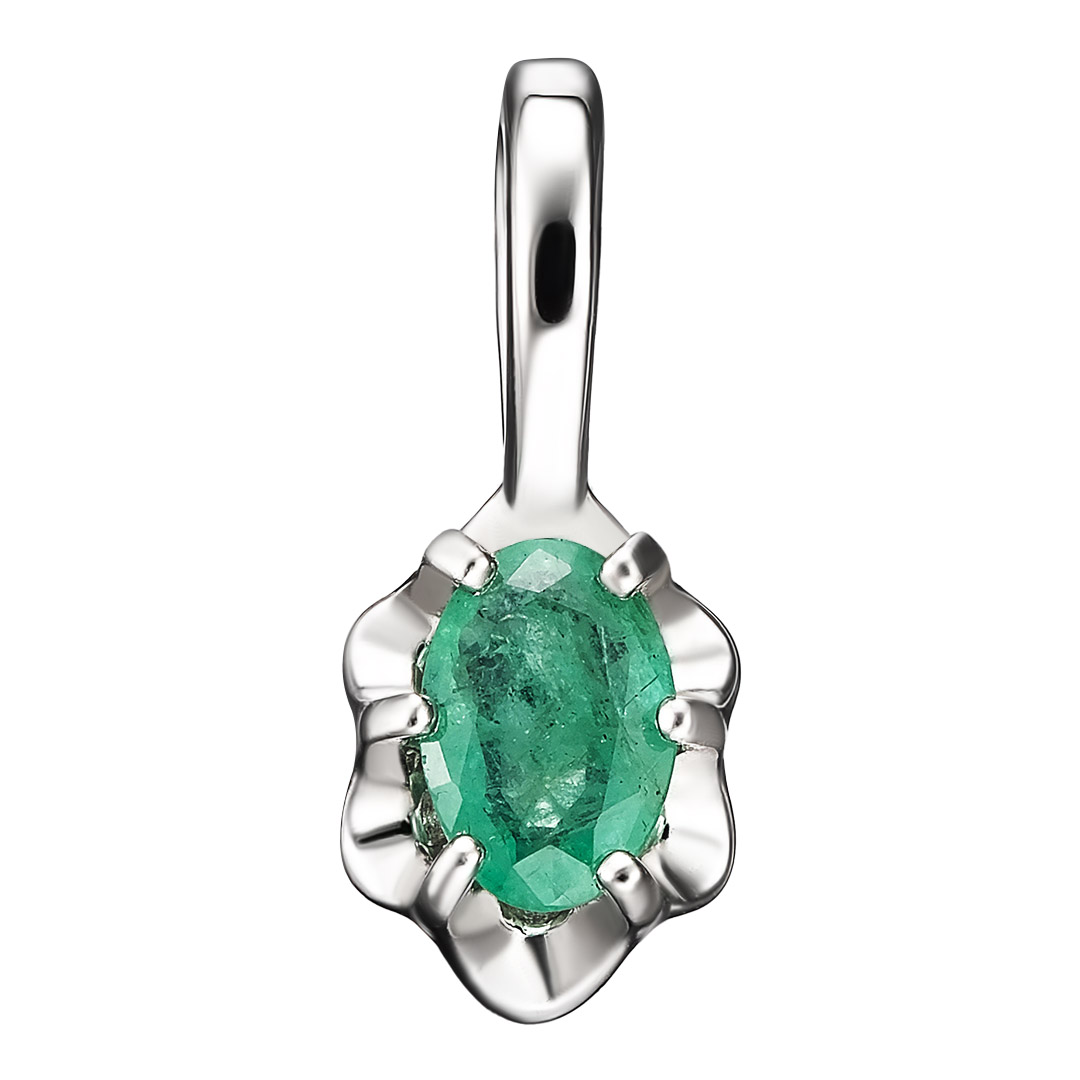 Серебряная подвеска 925 пробы; вставки 1 Изумруд (F) 3/3 0,424