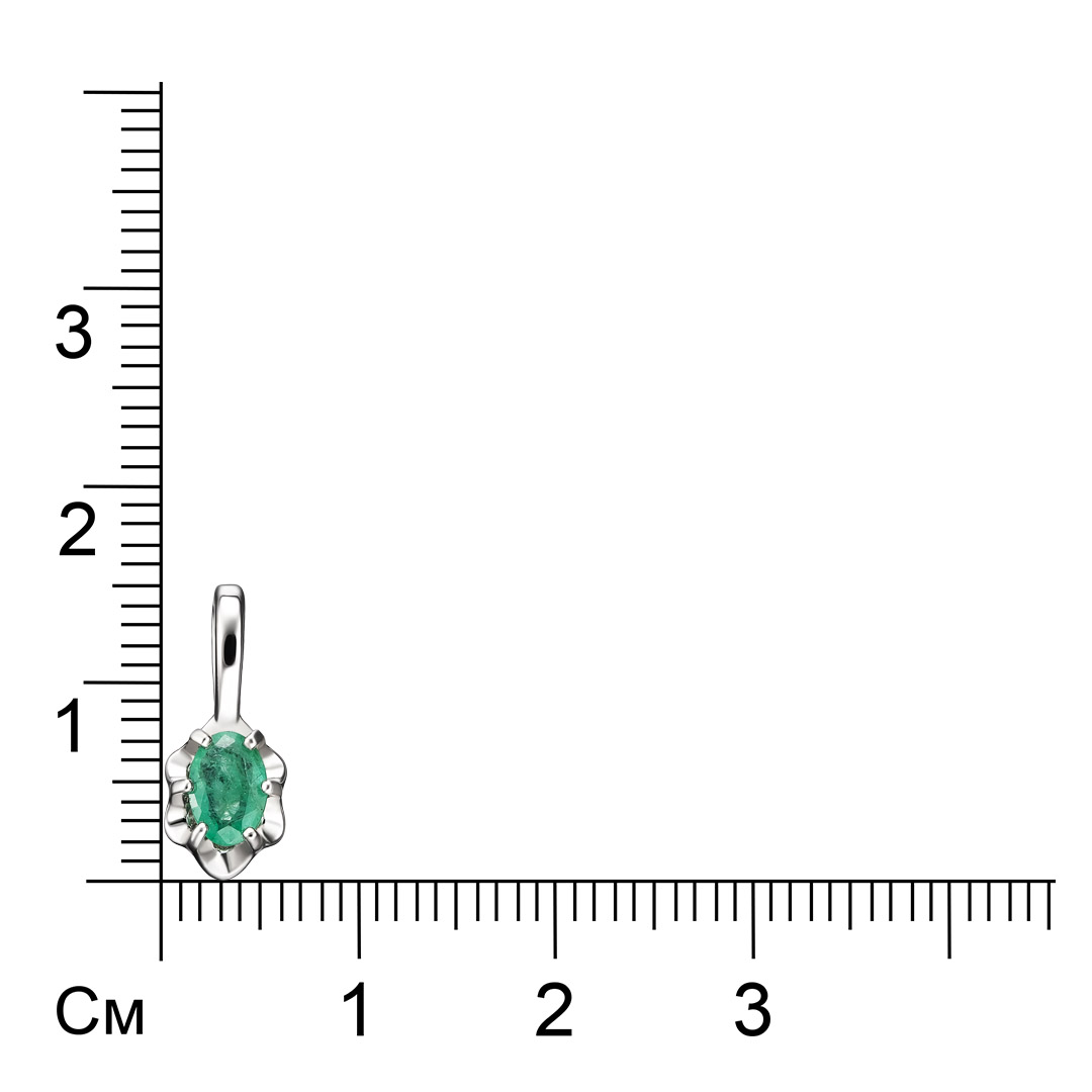 Серебряная подвеска 925 пробы; вставки 1 Изумруд (F) 3/3 0,424