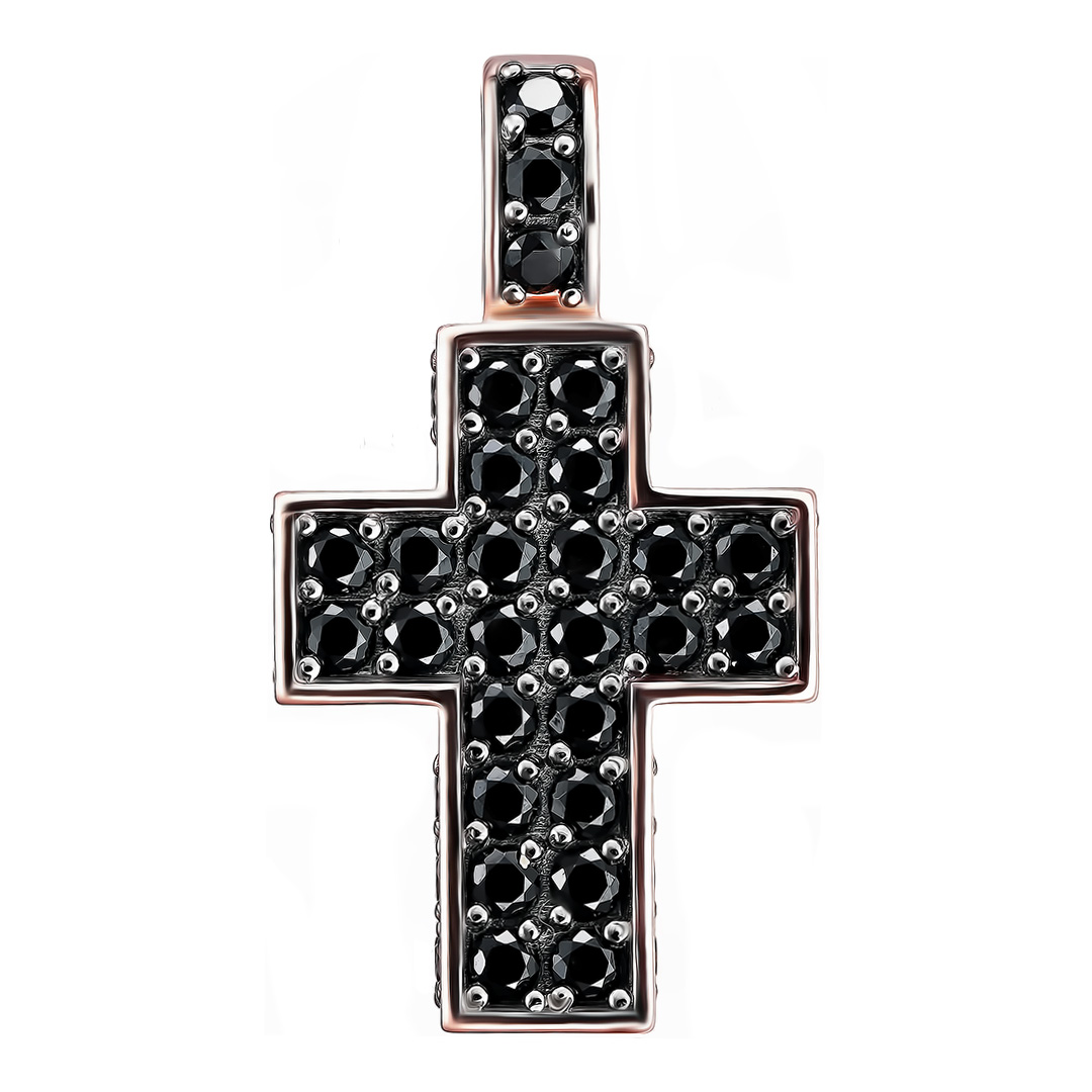 Серебряная подвеска-крест 925 пробы; родий черный; вставки 51 Шпинель черная;