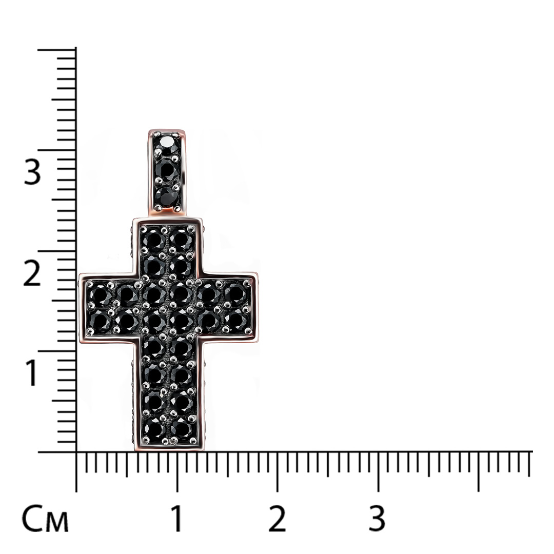 Серебряная подвеска-крест 925 пробы; родий черный; вставки 51 Шпинель черная;