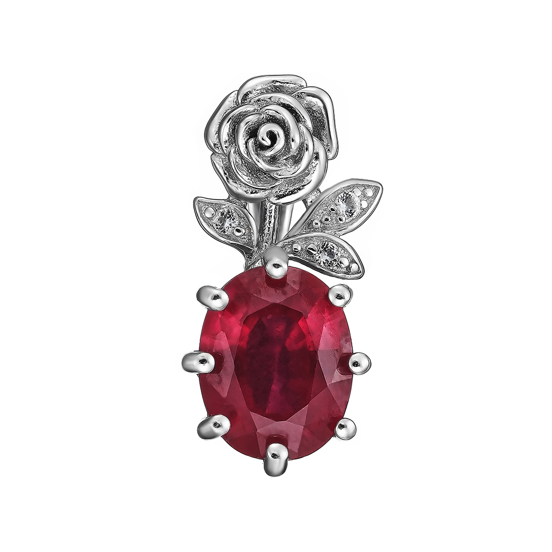 Серебряная подвеска 925 пробы; вставки 1 Рубин 2,579 ct F/Г2; 3 Топаз белый;