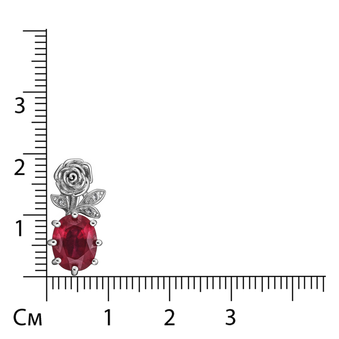 Серебряная подвеска 925 пробы; вставки 1 Рубин 2,579 ct F/Г2; 3 Топаз белый;