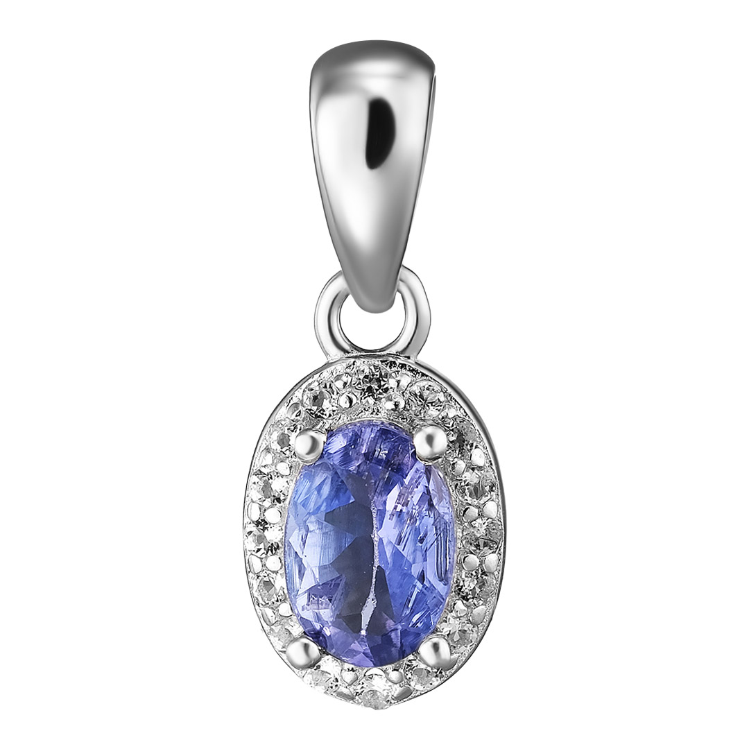 Серебряная подвеска 925 пробы; вставки 1 Танзанит 0,528 ct; 16 Топаз белый;