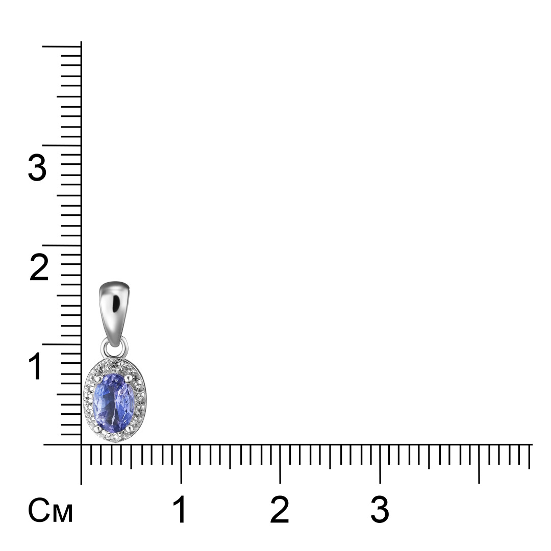 Серебряная подвеска 925 пробы; вставки 1 Танзанит 0,528 ct; 16 Топаз белый;