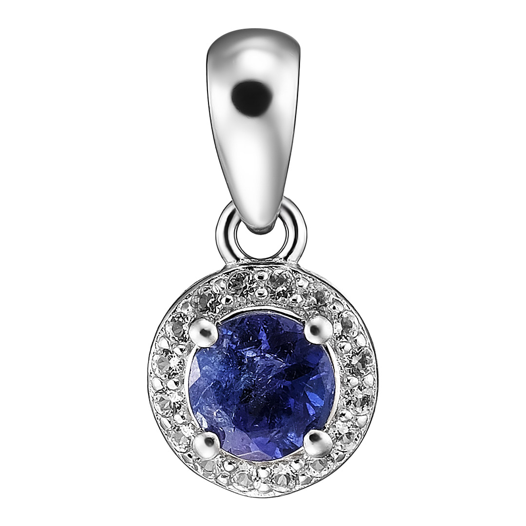 Серебряная подвеска 925 пробы; вставки 1 Танзанит 0,511 ct; 16 Топаз белый;