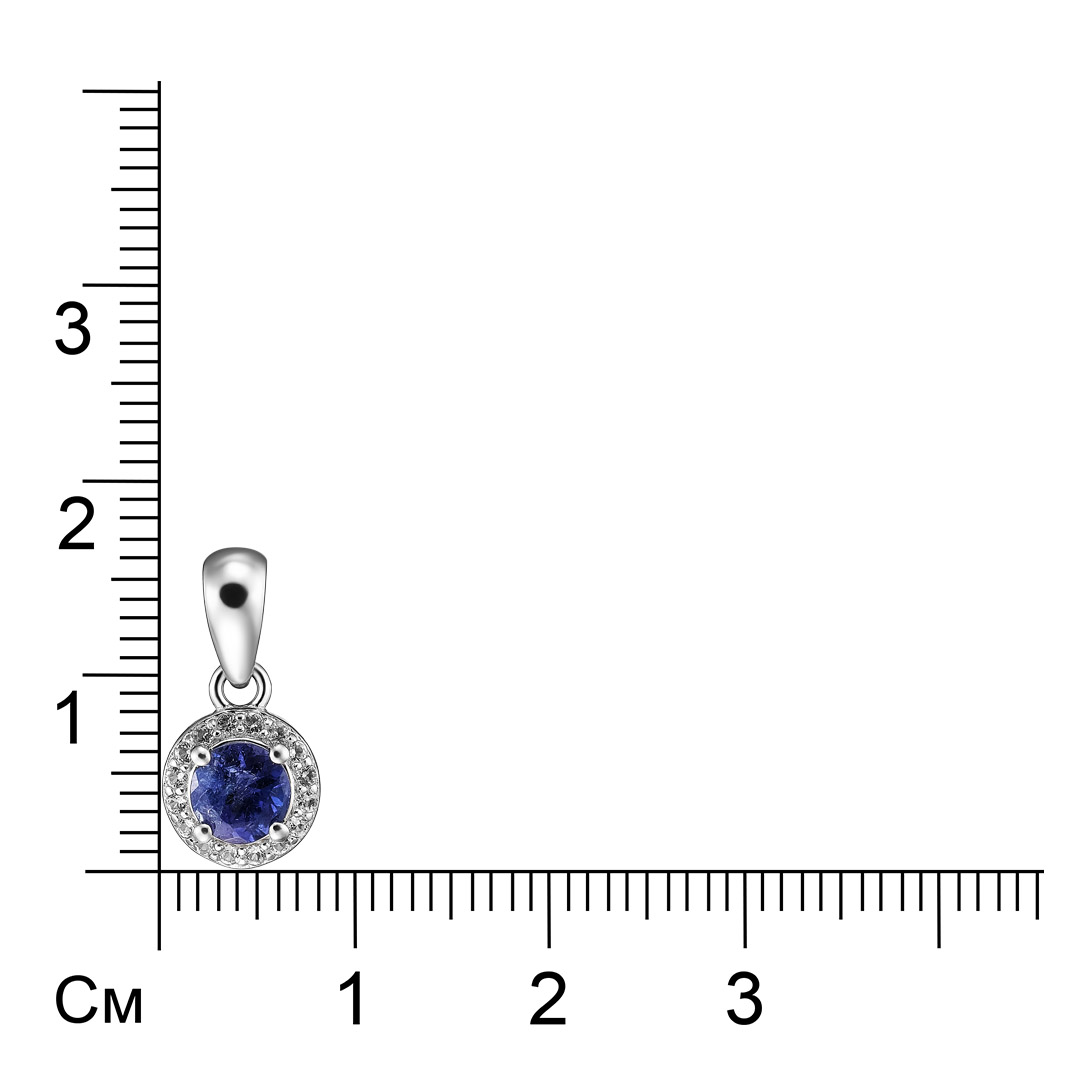 Серебряная подвеска 925 пробы; вставки 1 Танзанит 0,511 ct; 16 Топаз белый;