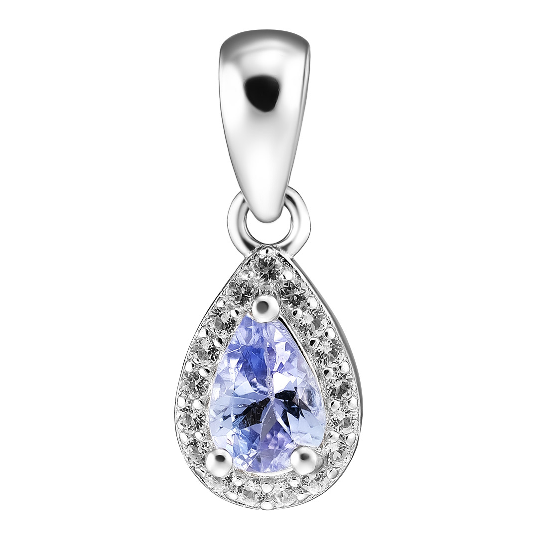 Серебряная подвеска 925 пробы; вставки 1 Танзанит 0,372 ct; 17 Топаз белый;