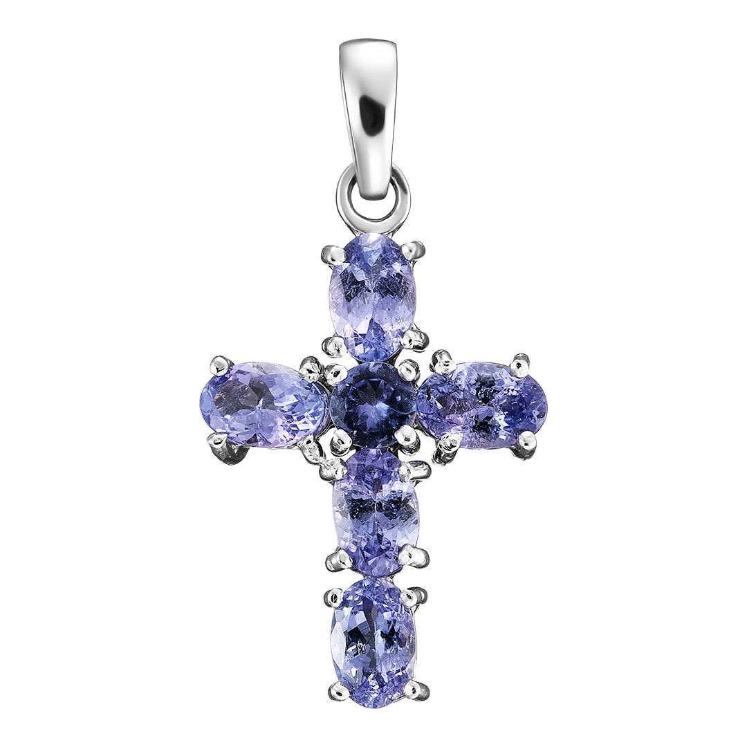 Серебряная подвеска 925 пробы; вставки 6 Танзанит 2,7 ct;