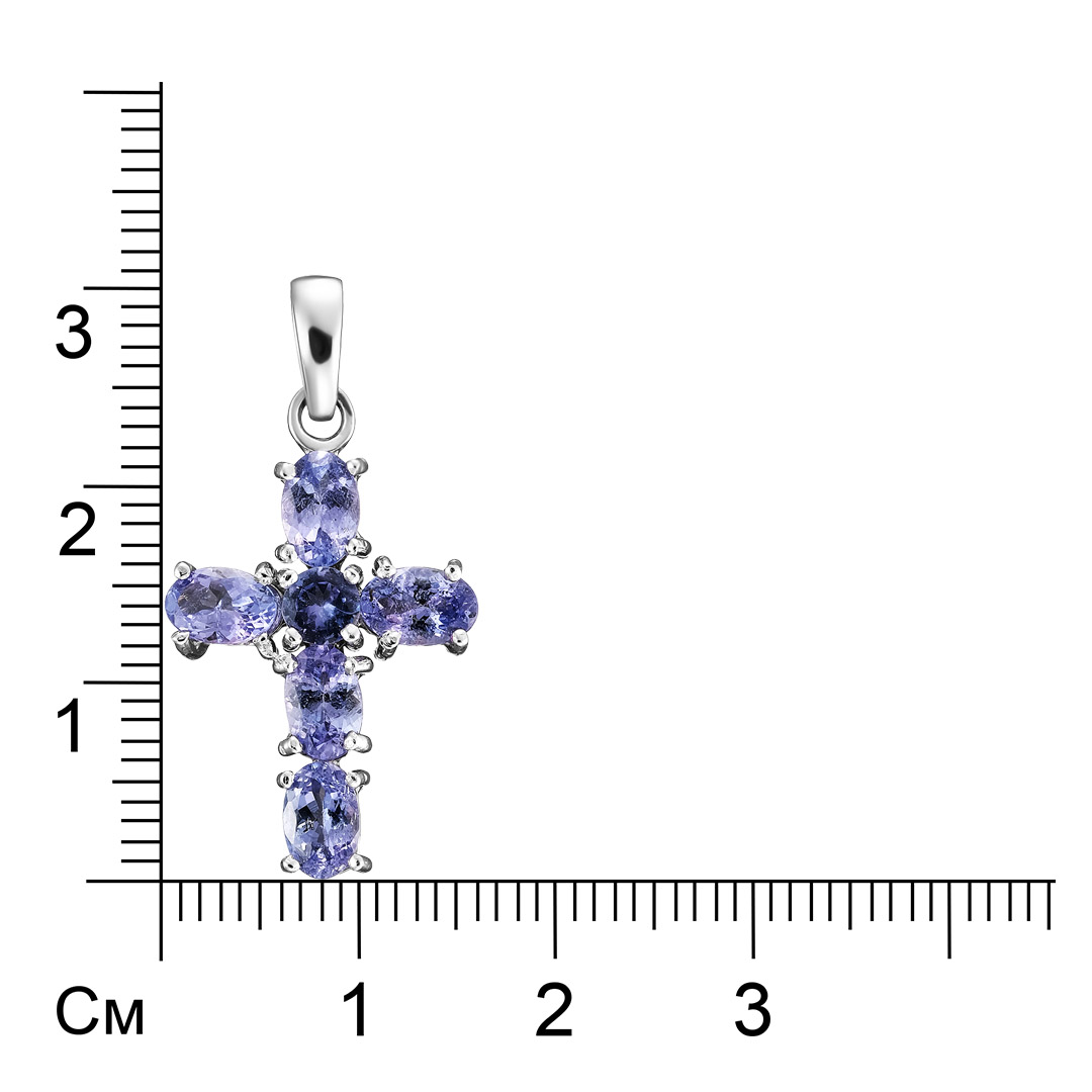 Серебряная подвеска 925 пробы; вставки 6 Танзанит 2,7 ct;