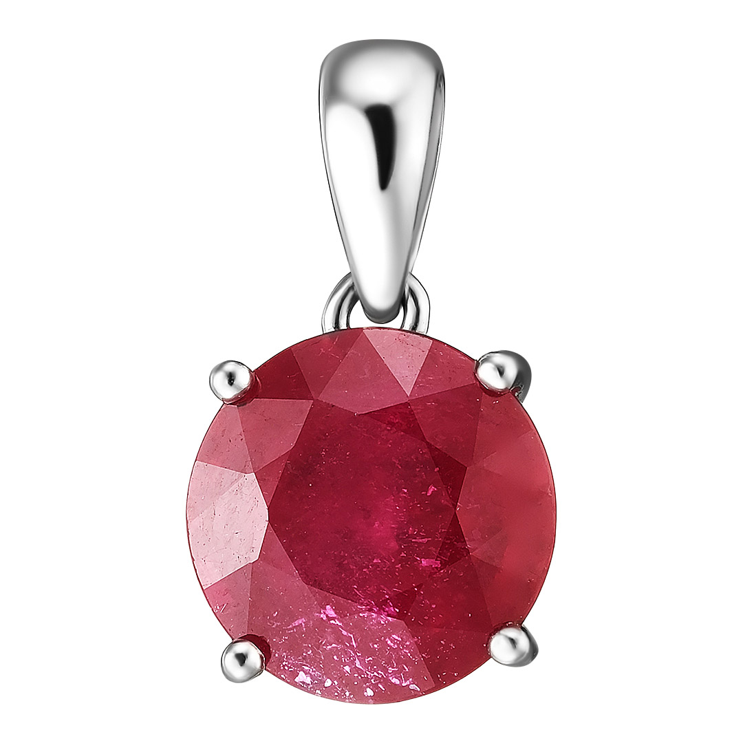 Серебряная подвеска 925 пробы; вставки 1 Рубин 3,846 ct F/2;