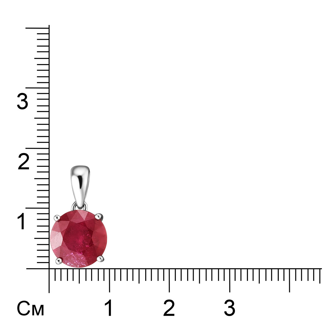 Серебряная подвеска 925 пробы; вставки 1 Рубин 3,846 ct F/2;