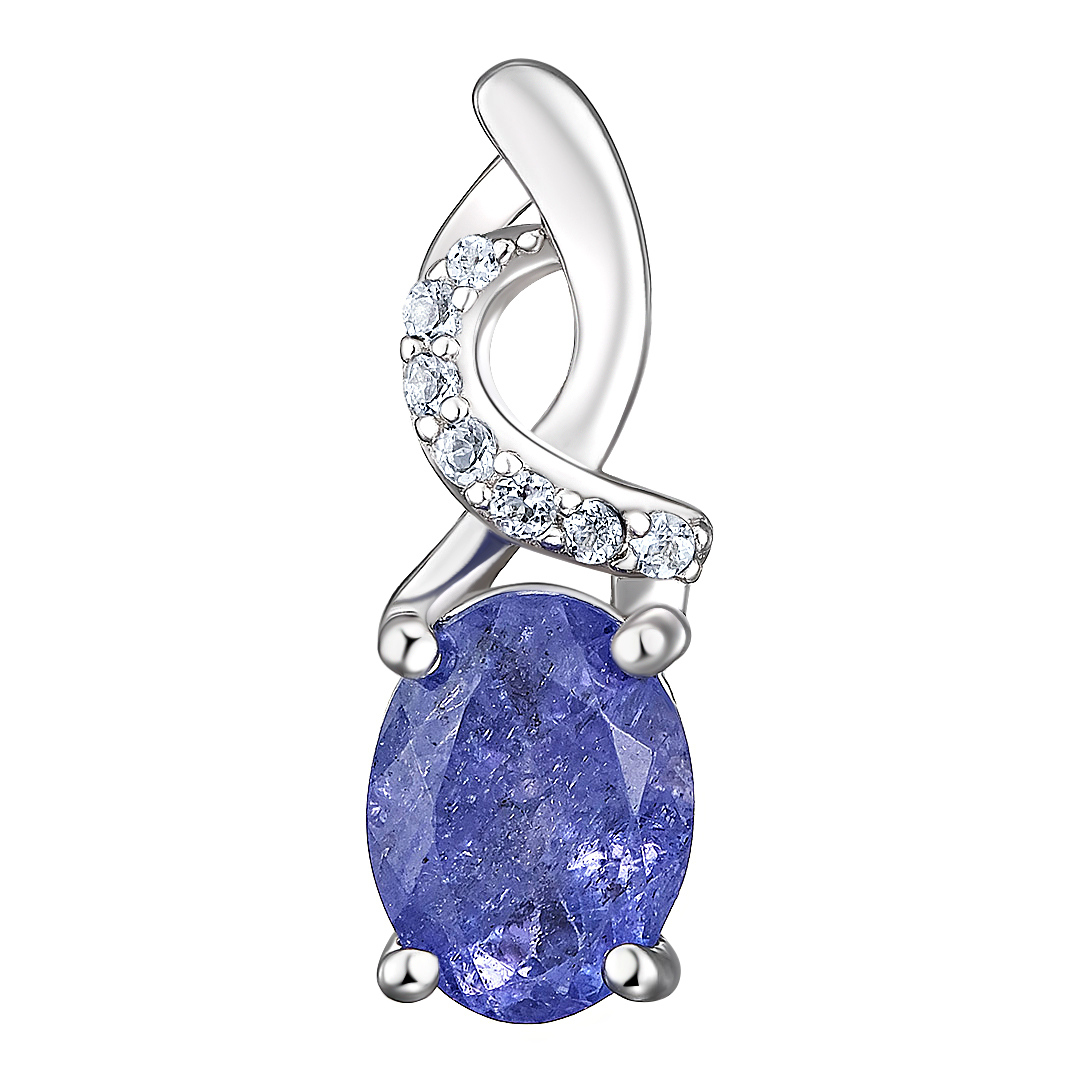 Серебряная подвеска 925 пробы; вставки 1 Танзанит 1,378 ct; 7 Топаз белый 0,013 ct;