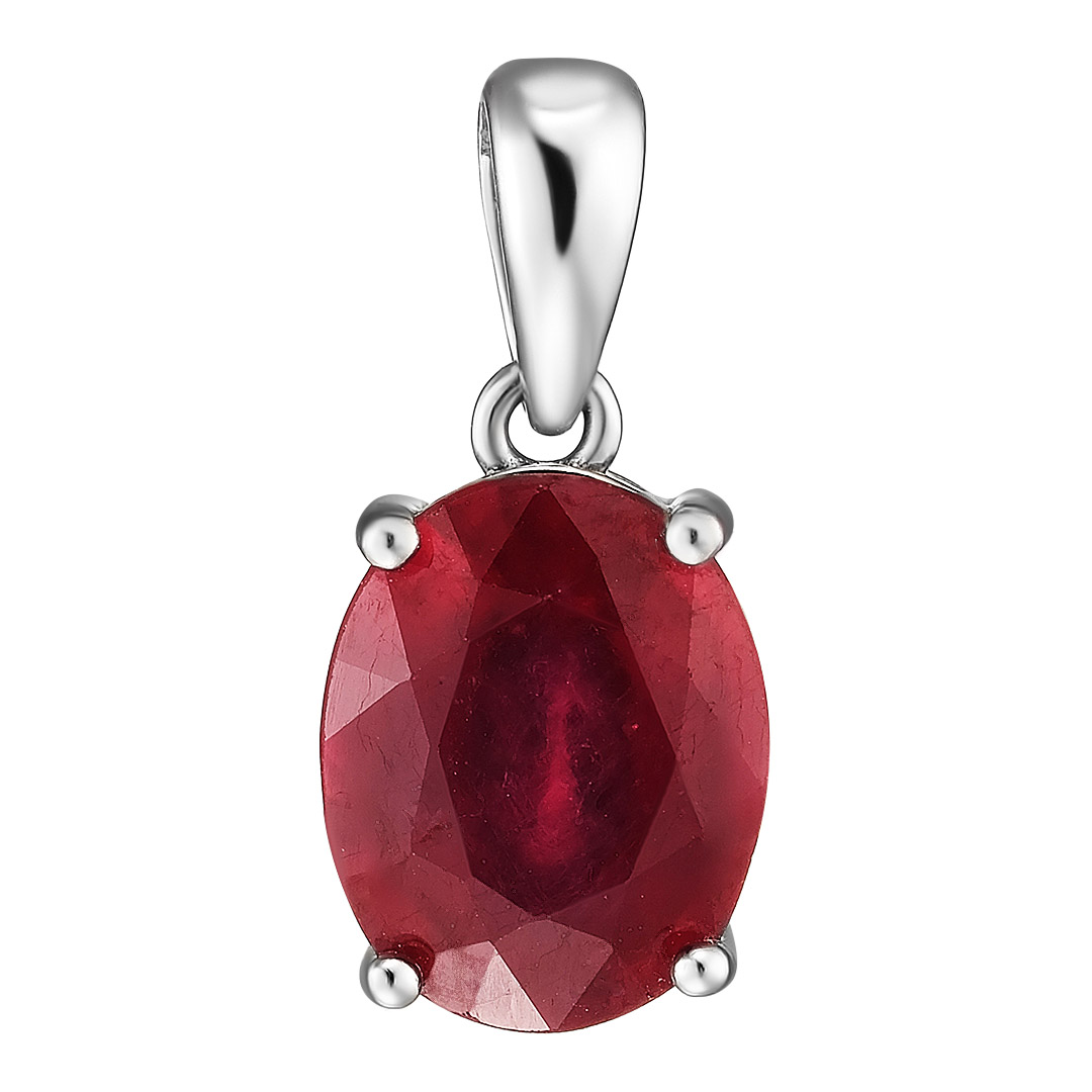 Серебряная подвеска 925 пробы; вставки 1 Рубин 3,699 ct F/2;