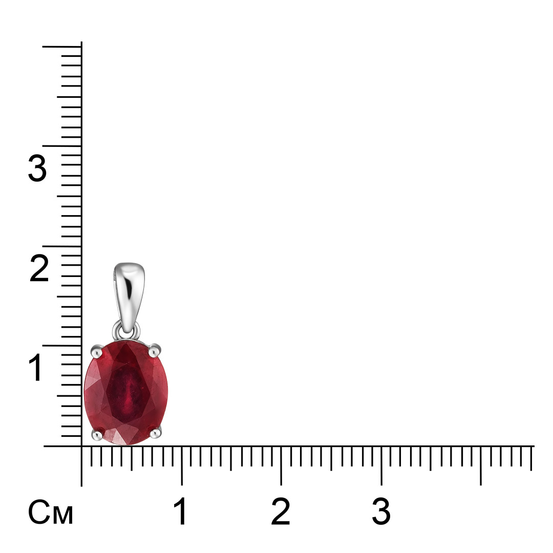 Серебряная подвеска 925 пробы; вставки 1 Рубин 3,699 ct F/2;