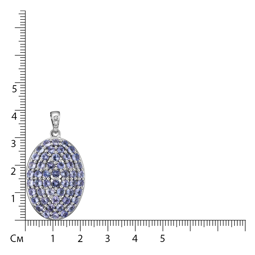 Серебряная подвеска 925 пробы; вставки 50 Танзанит 5,75 ct; 1 Бр.Кр-17 3/2А 0,015 ct;