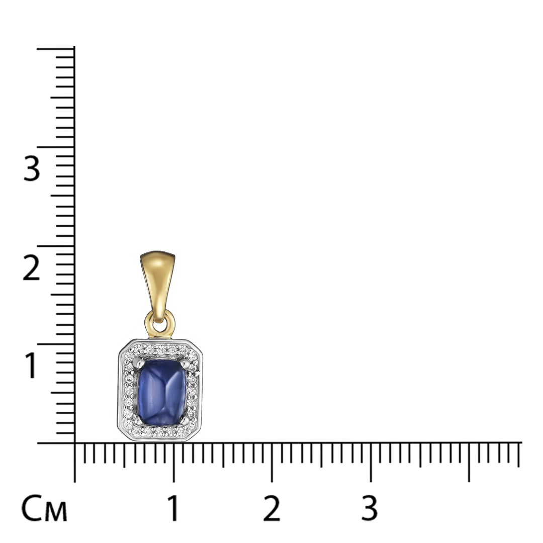 Серебряная подвеска 925 пробы; вставки 1 Сапфир U/2 1,36 ct; 24 Циркон бесцв. 0,16 ct;