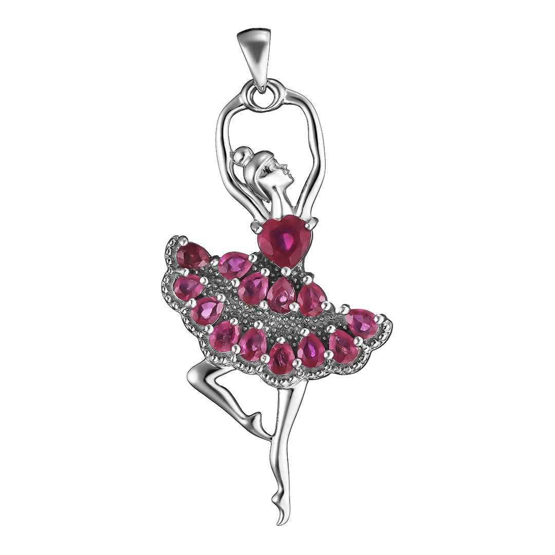 Серебряная подвеска 925 пробы; вставки 14 Рубин F/2 4,315 ct;
