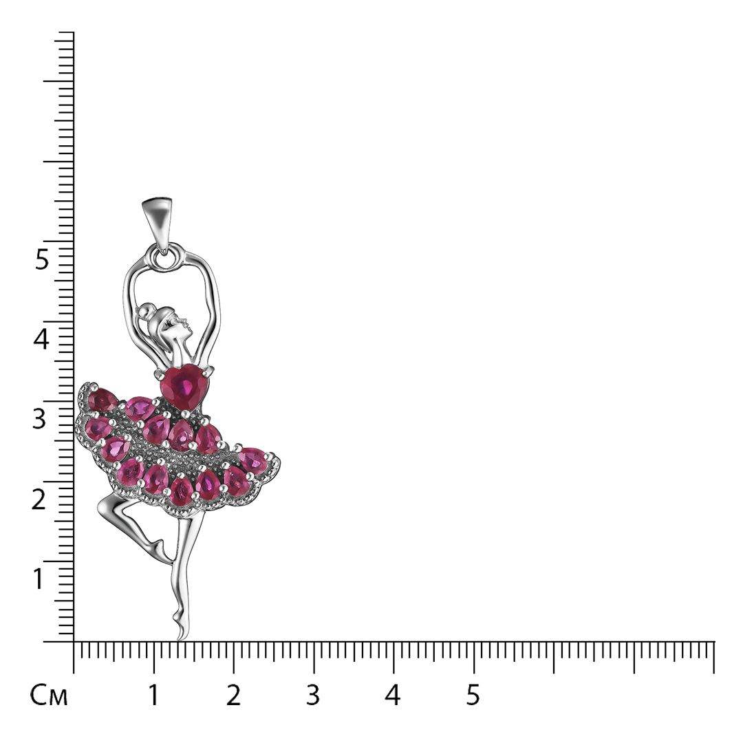 Серебряная подвеска 925 пробы; вставки 14 Рубин F/2 4,315 ct;