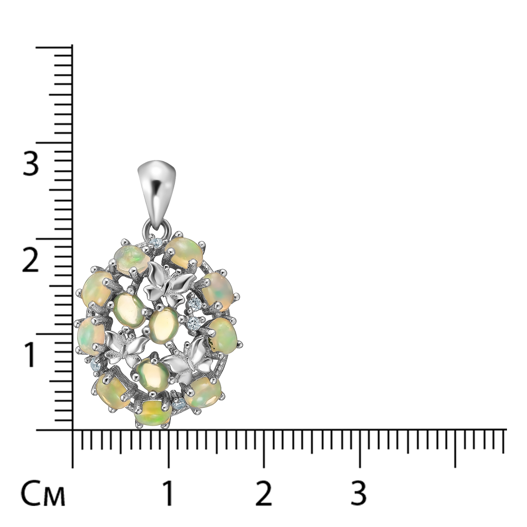 Серебряная подвеска 925 пробы; вставки 12 Опал 1,5 ct; 5 Топаз белый 0,08 ct;