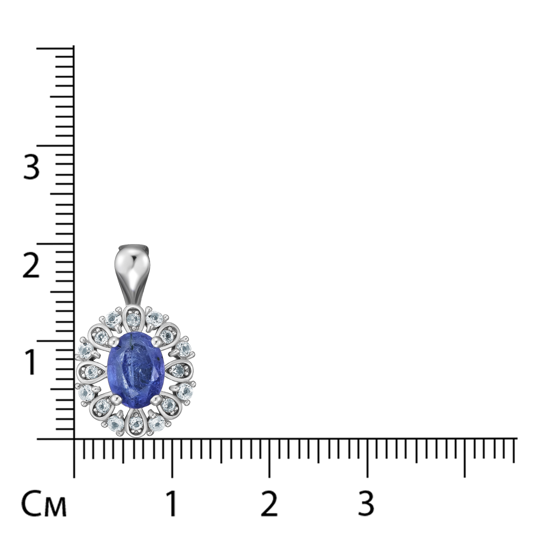 Серебряная подвеска 925 пробы; вставки 1 Танзанит 1,47 ct; 16 Топаз белый 0,33 ct;
