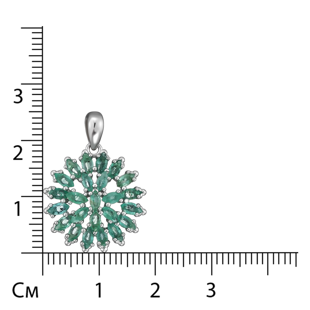 Серебряная подвеска 925 пробы;  вставки 24 Изумруд (O) 4/3 1,704 ct;