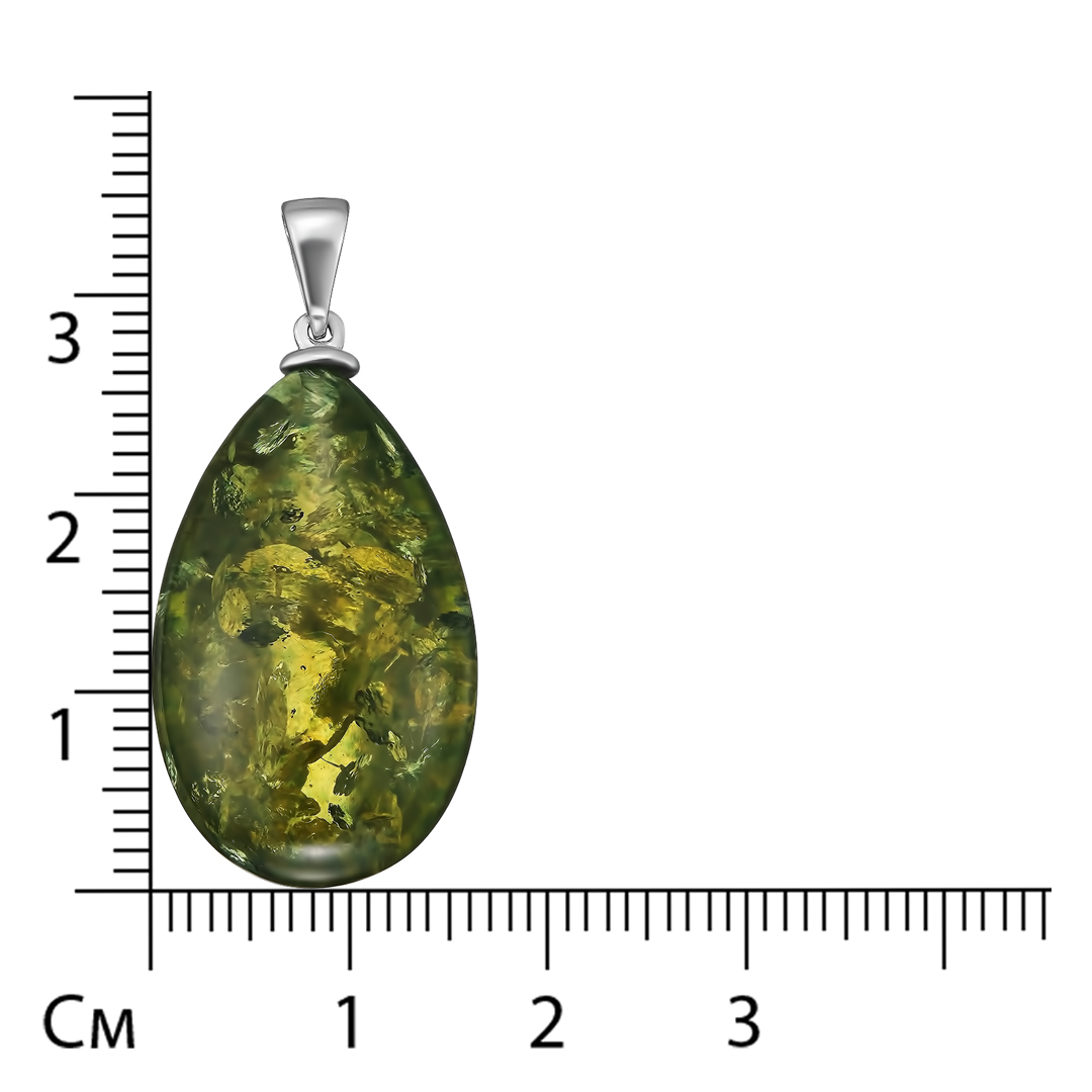 Серебряная подвеска 925 пробы; вставки 1 Янтарь;