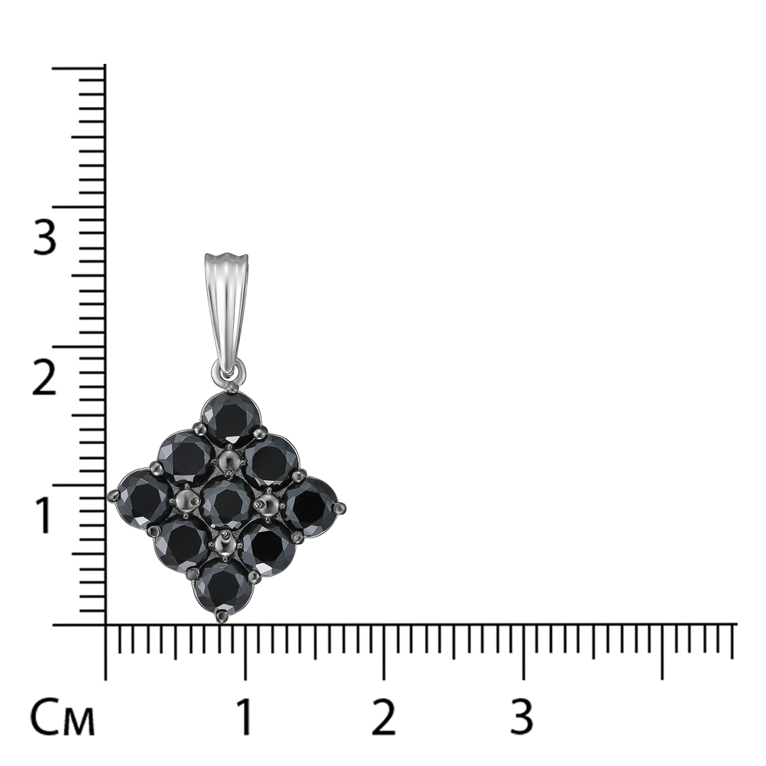 Серебряная подвеска 925 пробы; родий (бел., черн.); вставки 9 Шпинель черн.;