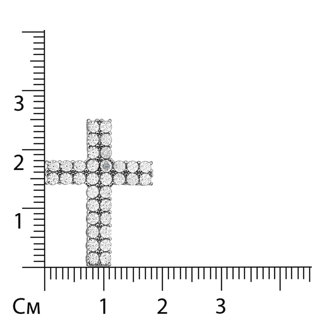 Серебряная подвеска-крест с бриллиантом