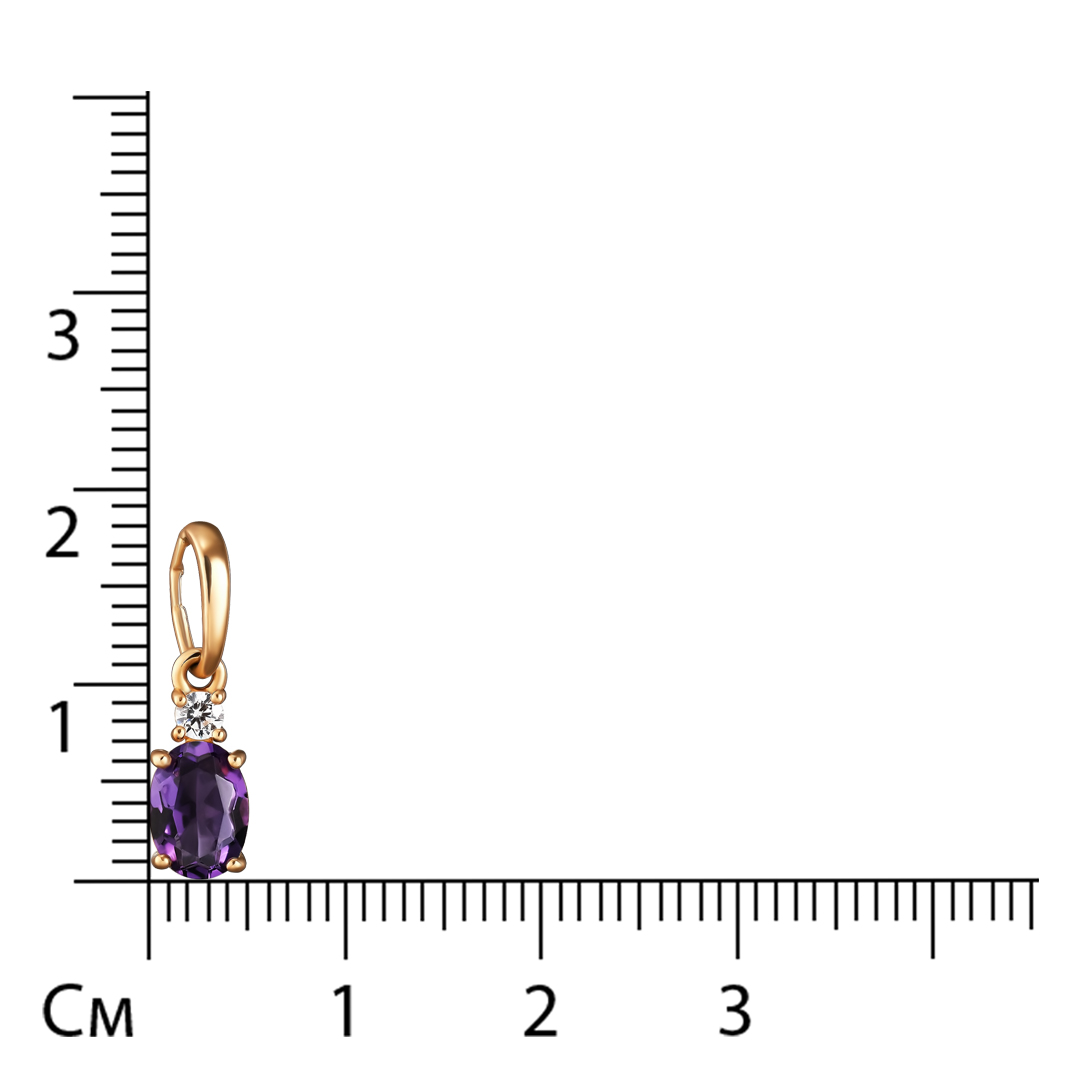 Серебряная подвеска 925 пробы; вставки 1 Аметист; 1 Фианит бесцв.;