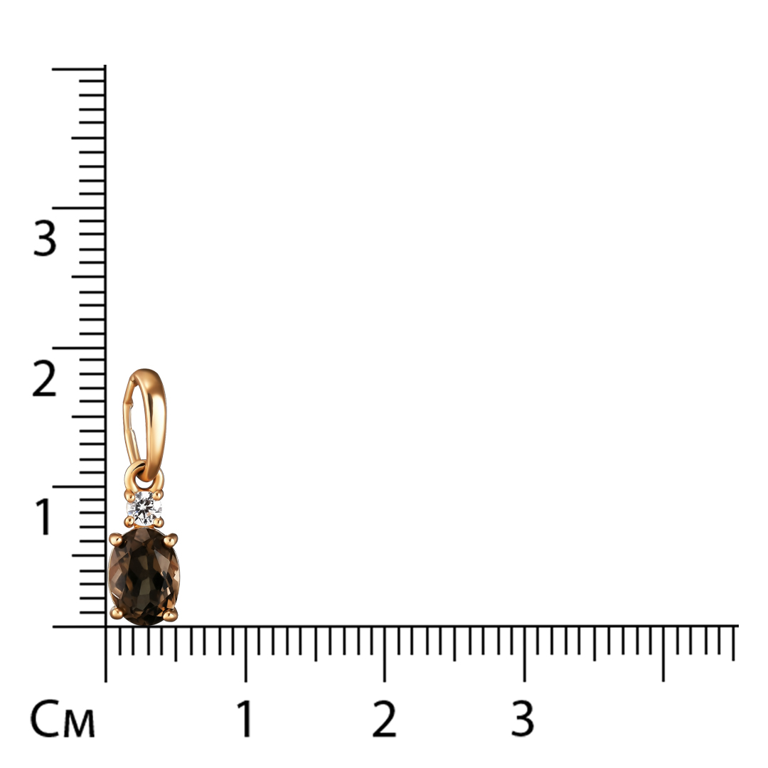 Серебряная подвеска 925 пробы; вставки 1 Раухтопаз; 1 Фианит бесцв.;